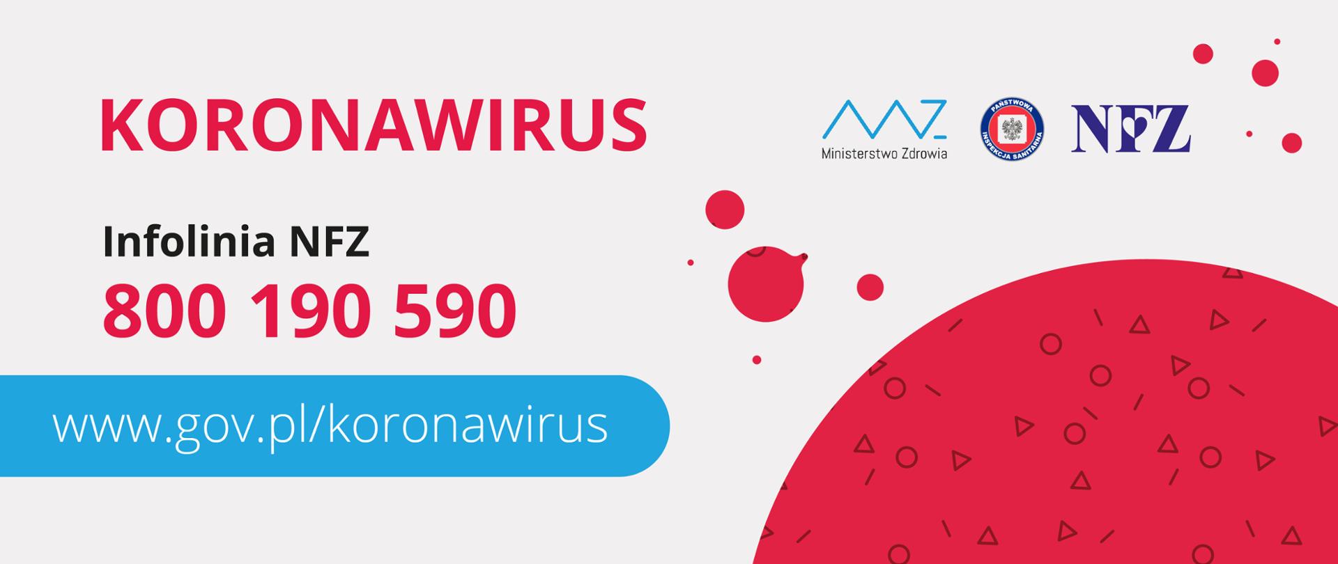 Grafika informująca o numerze kontaktowym w sprawie koronawirusa w Polsce