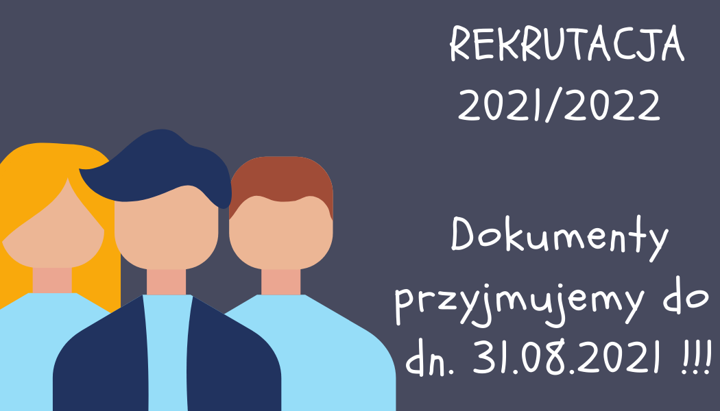 Grafika przedstawiająca trzy osoby oraz napis: Dokumenty przyjmujemy do dnia 31 sierpnia 2021 roku